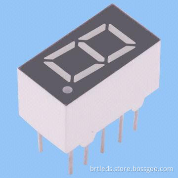 Single-digit 7-segment LED Display, 0.36-inch Green Color, Common Anode, White Segment and Black Fac